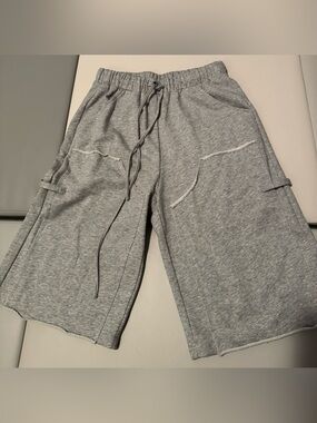 Heather Gray Drawstring Cargo Sweatshorts